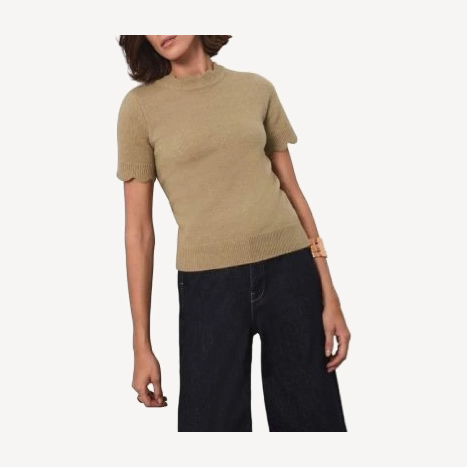 Mint Velvet Women's Scallop Trim Knit Top