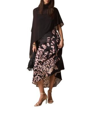 Mint Velvet Women's Satin Printed Cape Detail Maxi Dress
