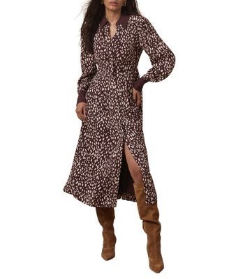 Mint Velvet Women's Printed Contrast Midi Shirt Dress