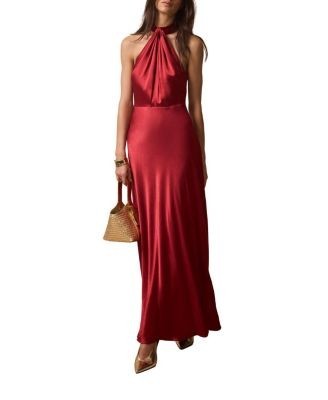 Mint Velvet Women's Satin Halter Midi Dress