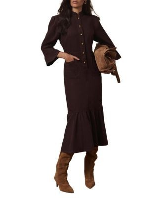 Mint Velvet Women's Denim Puff Shoulder Midi Shirt Dress