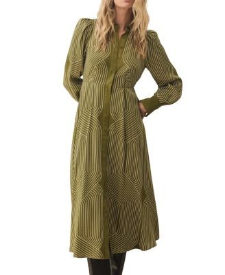 Mint Velvet Women's Satin Printed Midi Shirt Dress