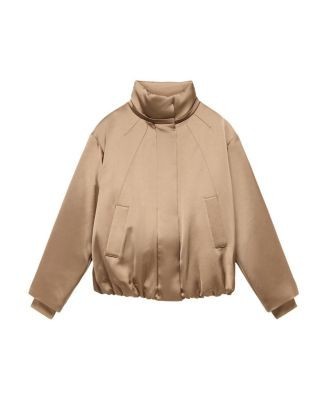 Mint Velvet Women's Satin Funnel Neck Bomber Jacket, photo 5