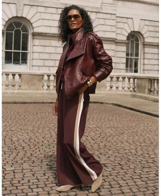 Mint Velvet Women's Side Stripe Tie Waist Wide Leg Trousers, photo 3