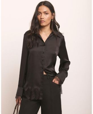 Mint Velvet Women's Satin Lace Trim Shirt, photo 4