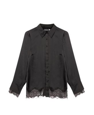 Mint Velvet Women's Satin Lace Trim Shirt, photo 5