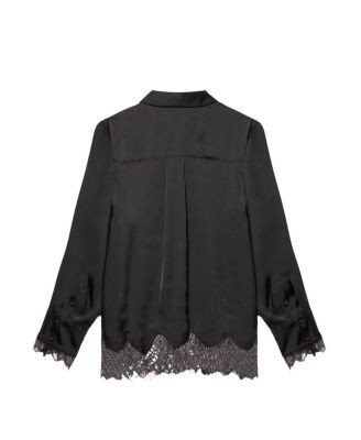 Mint Velvet Women's Satin Lace Trim Shirt, photo 6