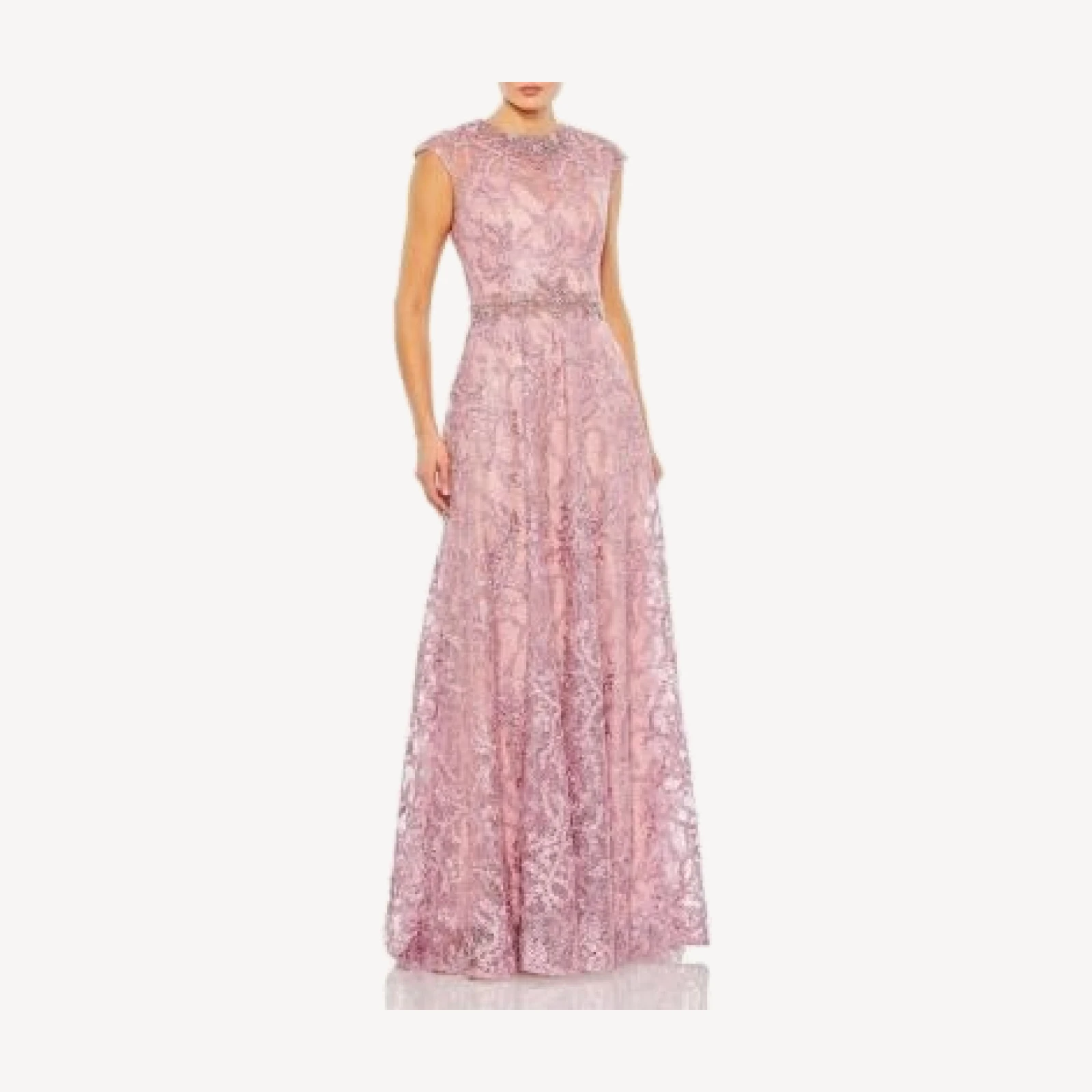 Mac Duggal Embroidered Cap Sleeve A Line Gown