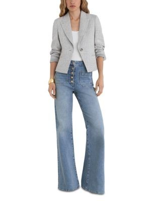 Reiss Petite Cali Mid Rise Flare Leg Jeans in Light Blue, photo 2