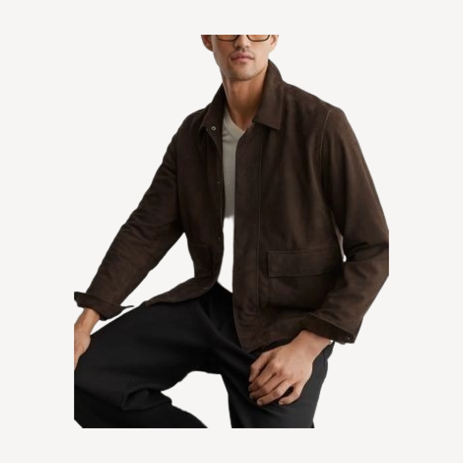 Reiss Granual Suede Twin Pocket Jacket