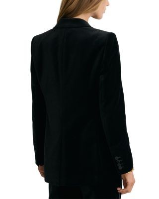Reiss Petites Wren Satin Lapel Double Breasted Velvet Blazer, photo 2