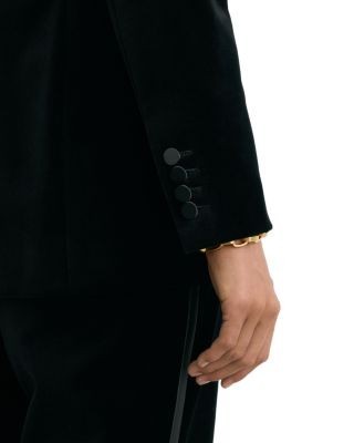 Reiss Petites Wren Satin Lapel Double Breasted Velvet Blazer, photo 5