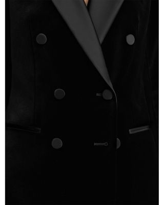 Reiss Petites Wren Satin Lapel Double Breasted Velvet Blazer, photo 6