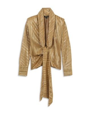 Reiss Metallic Tie Front Plisse Top, photo 6