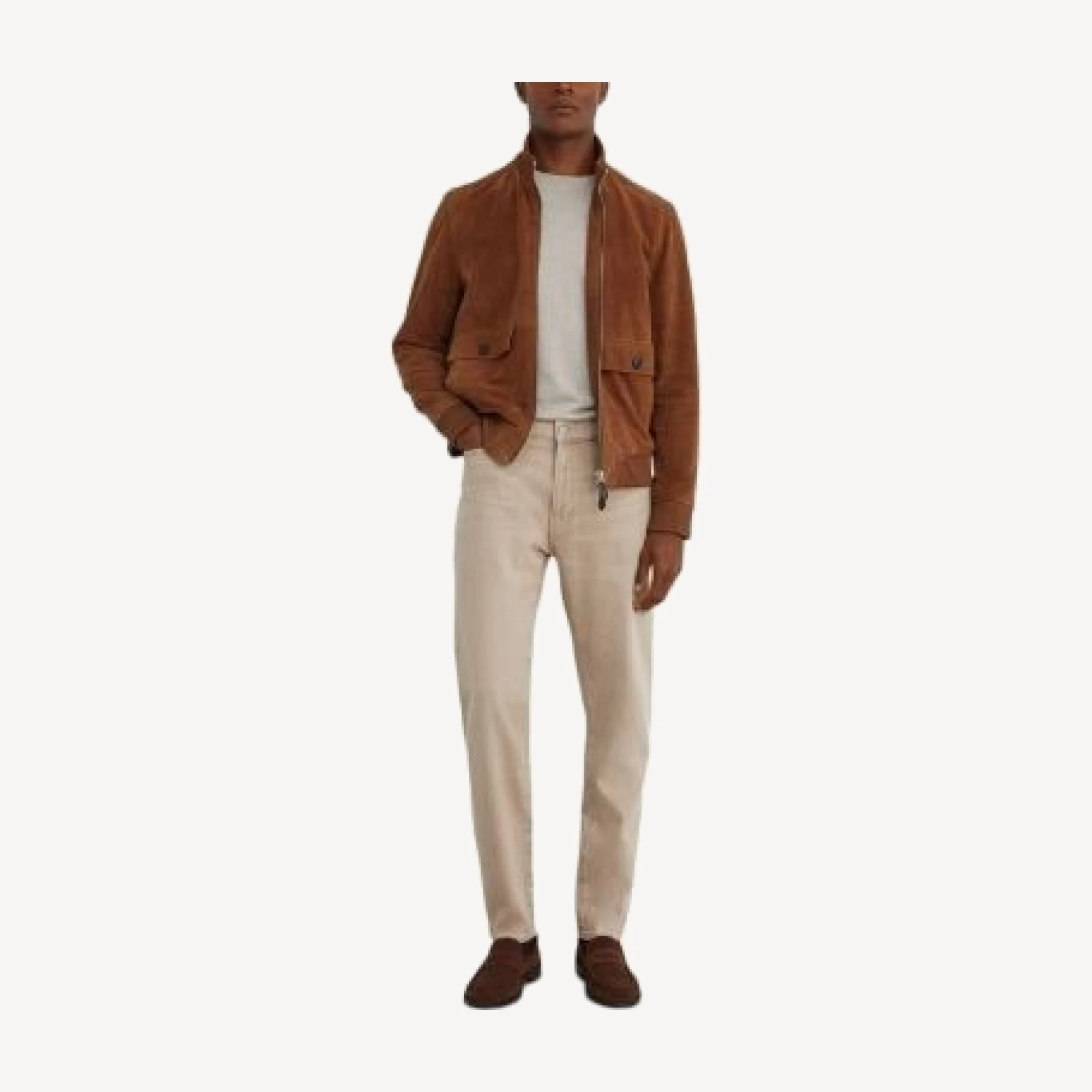 Reiss Arctic Cotton Blend Slim Fit Jeans in Beige