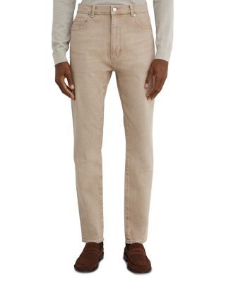 Reiss Arctic Cotton Blend Slim Fit Jeans in Beige, photo 3