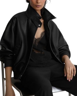Reiss Petites Cara Leather Bomber Jacket, photo 3