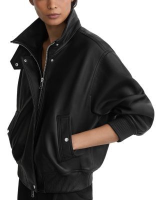 Reiss Petites Cara Leather Bomber Jacket, photo 4