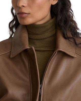 Reiss Petites Maeve Leather Collared Jacket, photo 3