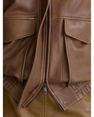Reiss Petites Maeve Leather Collared Jacket, photo 5
