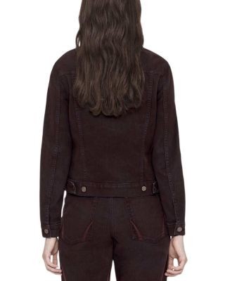 Allsaints Denim Trucker Jacket in Wine Red Flock, photo 2