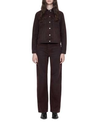 Allsaints Denim Trucker Jacket in Wine Red Flock, photo 3