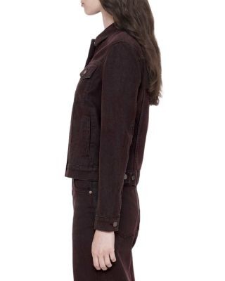 Allsaints Denim Trucker Jacket in Wine Red Flock, photo 4