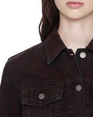 Allsaints Denim Trucker Jacket in Wine Red Flock, photo 5