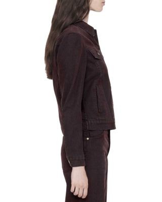 Allsaints Denim Trucker Jacket in Wine Red Flock, photo 6
