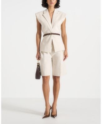 Maniere De Voir Linda Linen Wide Shoulder Waistcoat, photo 2