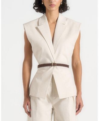 Maniere De Voir Linda Linen Wide Shoulder Waistcoat, photo 3