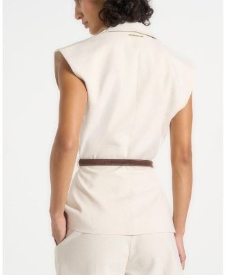 Maniere De Voir Linda Linen Wide Shoulder Waistcoat, photo 4