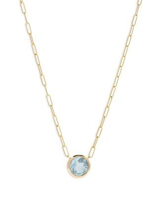 Bloomingdale's Fine Collection Aquamarine Pendant Necklace in 14K Yellow Gold, 16