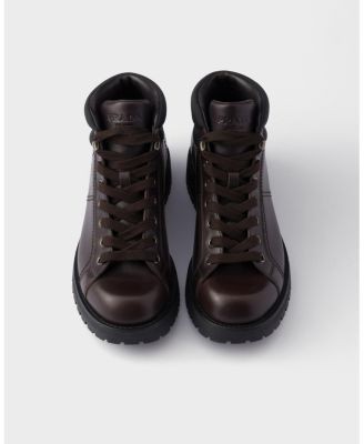 Prada Men's Lace-Up Leather and Re-Nylon Booties, photo 9