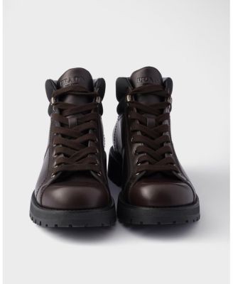 Prada Men's Lace-Up Leather and Re-Nylon Booties, photo 10
