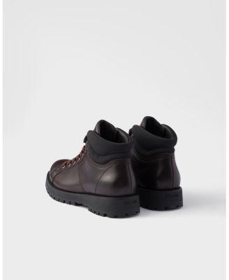 Prada Men's Lace-Up Leather and Re-Nylon Booties, photo 11