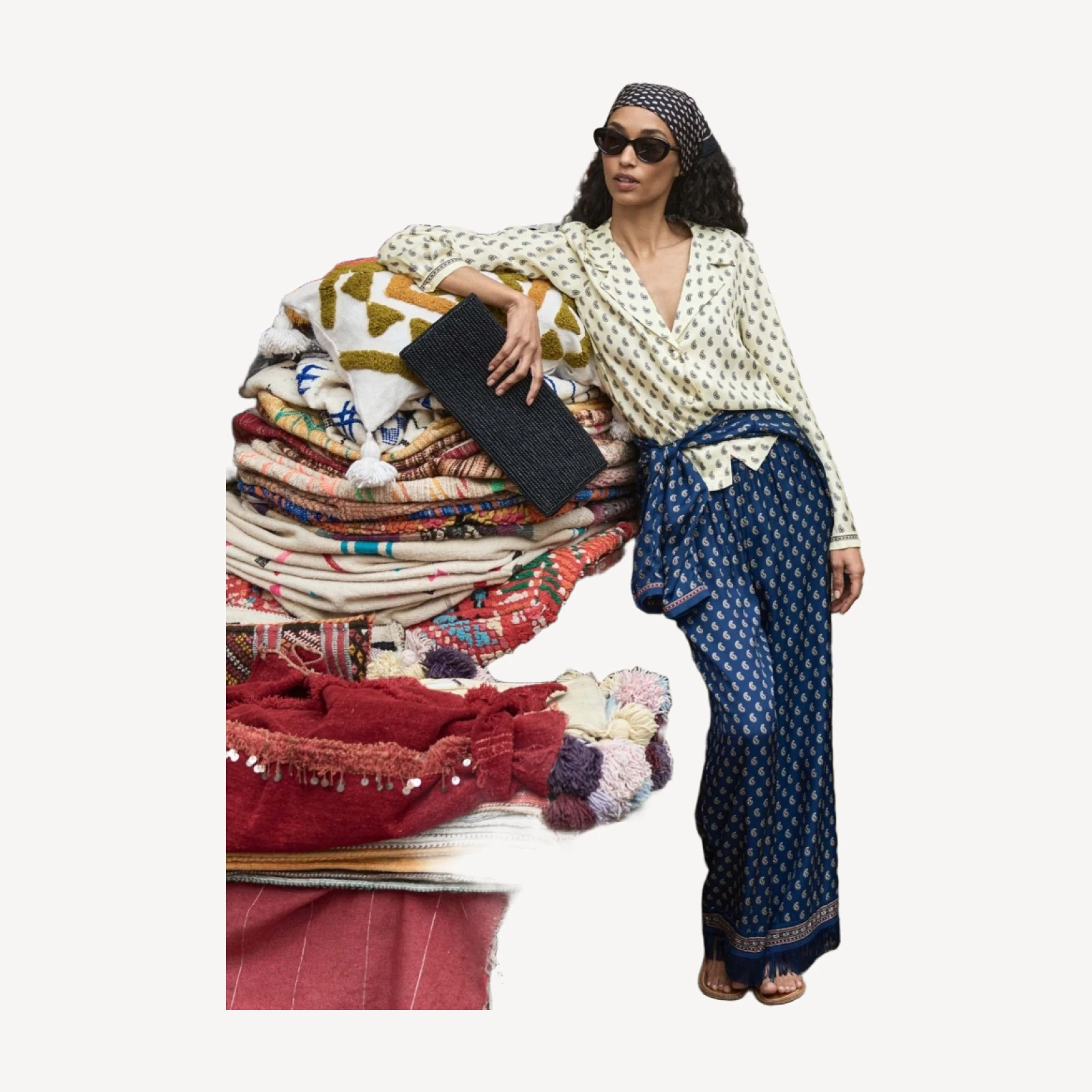 LAVON FRINGE PANT -- BLEU TAORMINA PAISLEY