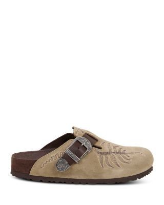 Birkenstock x Etro Women's Boston Suede Embroidered Mule Flats