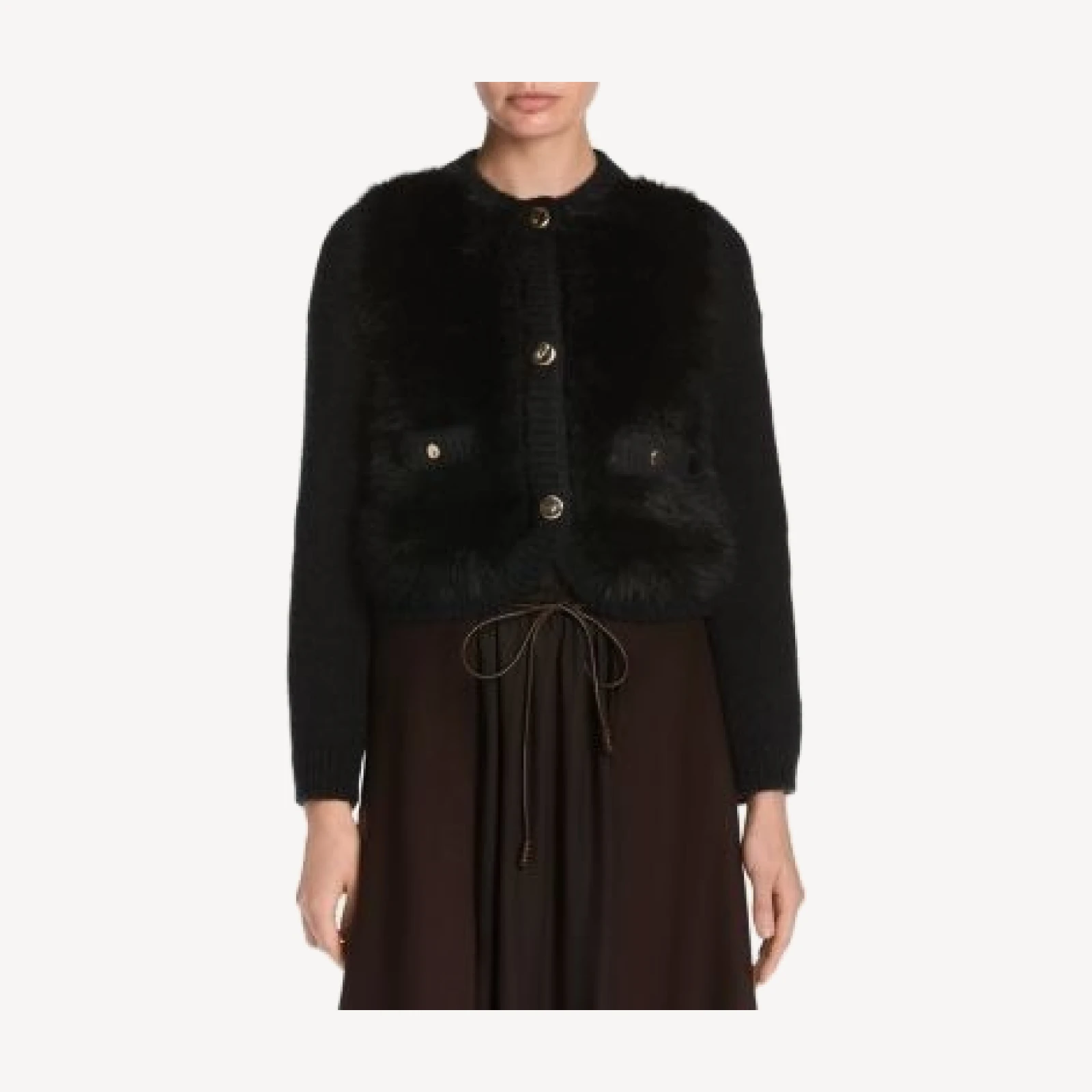 Moncler Puffer Back Mixed Media Cardigan