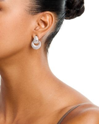 Bloomingdale's Fine Collection Diamond Pave Doorknocker Drop Earrings in 14K White Gold, 2.0 tcw