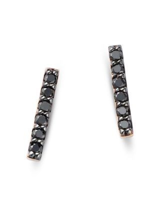 Bloomingdale's Fine Collection Black Diamond Bar Stud Earrings in 14K Yellow Gold, 0.10 tcw
