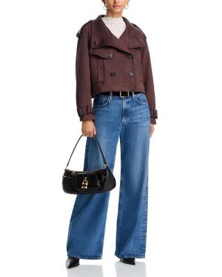 Aqua Cropped Faux Suede Trench Coat - Exclusive, photo 2