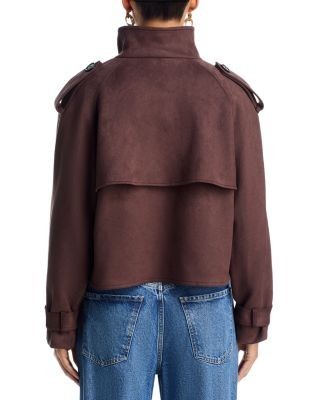 Aqua Cropped Faux Suede Trench Coat - Exclusive, photo 3