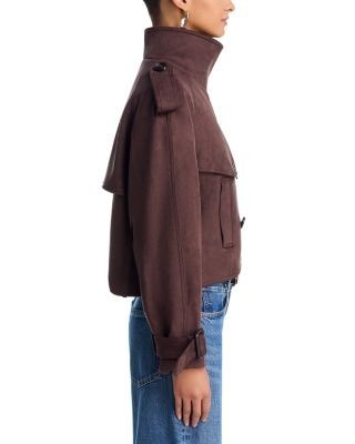 Aqua Cropped Faux Suede Trench Coat - Exclusive, photo 5