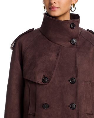 Aqua Cropped Faux Suede Trench Coat - Exclusive, photo 6