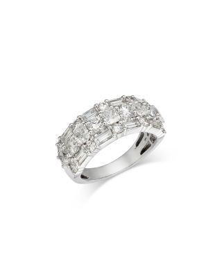 Bloomingdale's Fine Collection Luxe Collection Certified Lab Grown Diamond Mixed Cut Band in 18K White Gold, 3.0 tcw