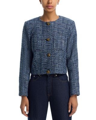 Aqua Collarless Tweed Blazer - Exclusive, photo 3