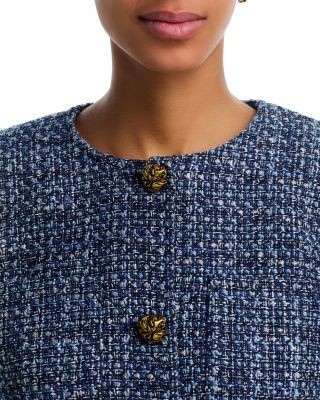 Aqua Collarless Tweed Blazer - Exclusive, photo 4