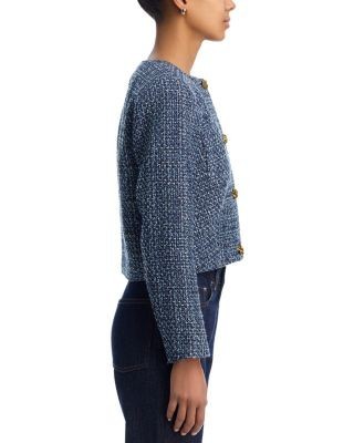 Aqua Collarless Tweed Blazer - Exclusive, photo 5
