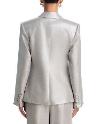 Aqua Metallic Linen Blend Blazer - Exclusive, photo 3